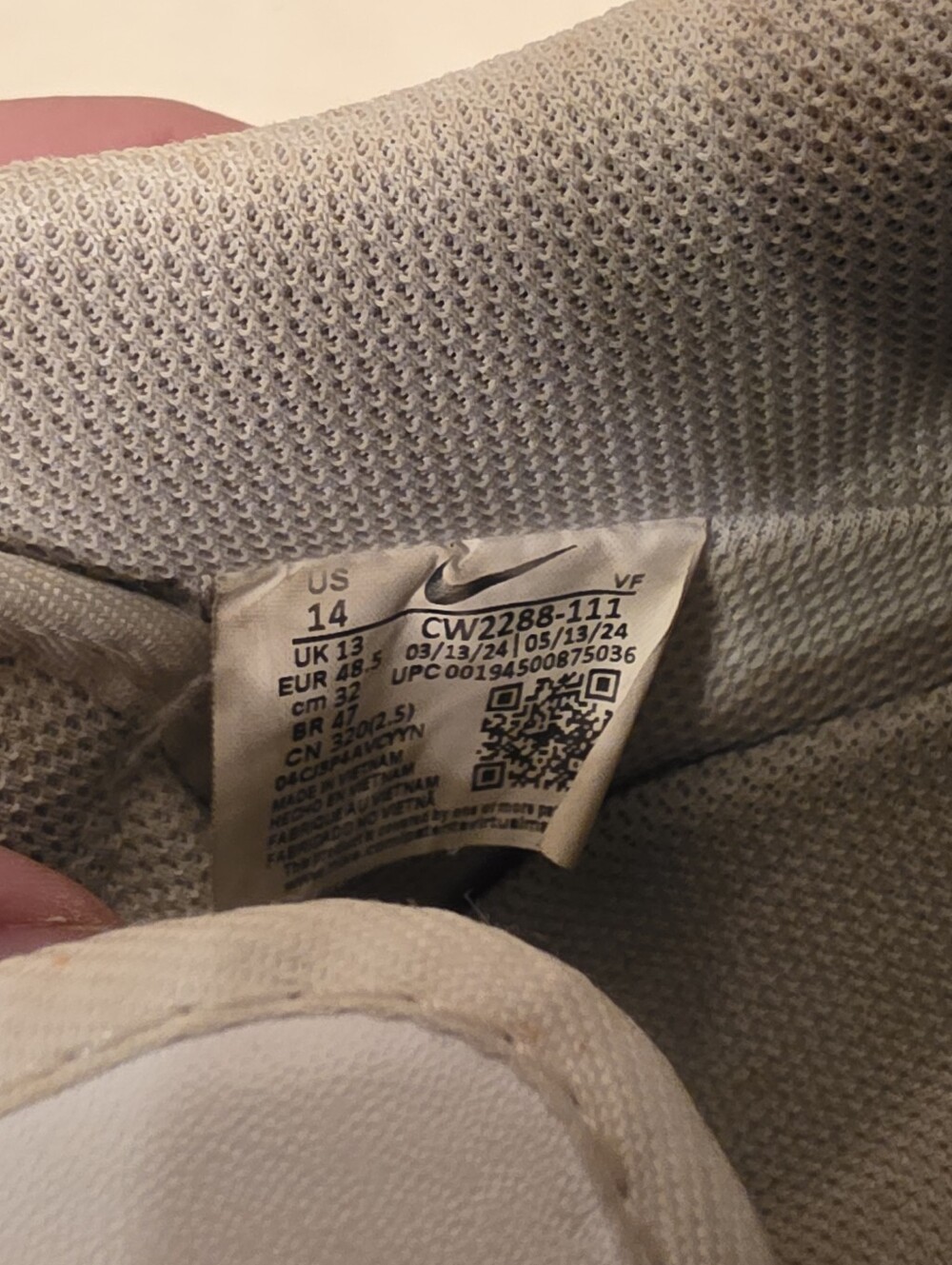 Nike Air Force 1 Low Triple White sneaker Sz 14 - Picture 6 of 6